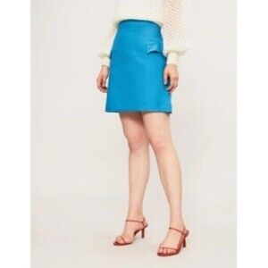 Sandro Womens 1 Small Oro Ruffled A-line Mini‎ Skirt In Blue Solid